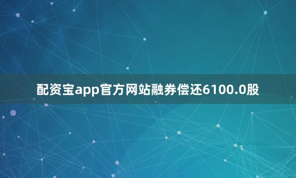 配资宝app官方网站融券偿还6100.0股