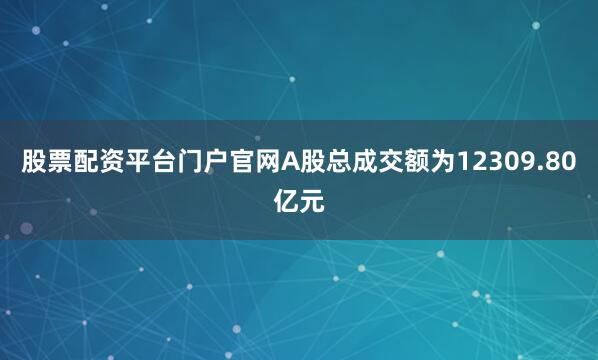 股票配资平台门户官网A股总成交额为12309.80亿元